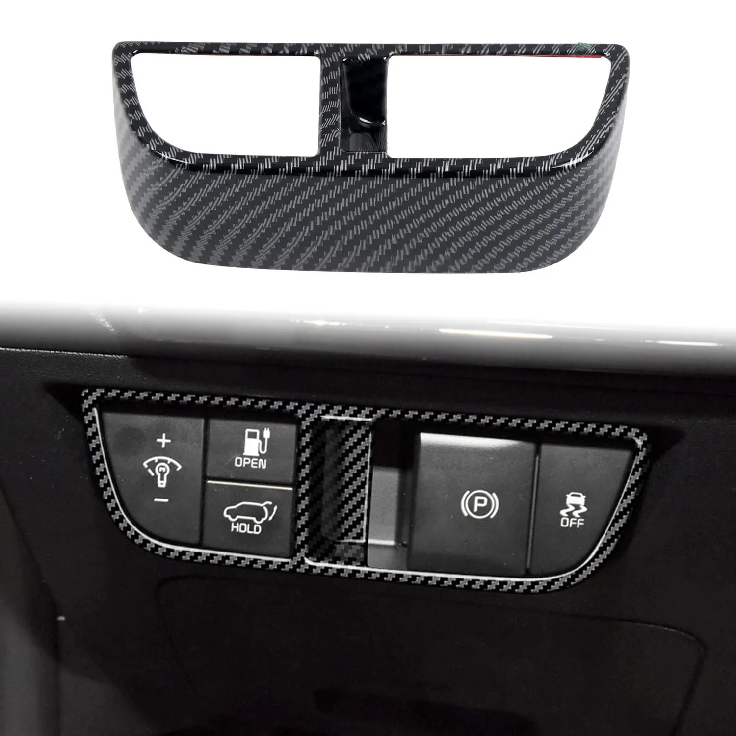 

For Kia EV6 2021 2022 2023 2024 2025 LHD!! Interior Head Light Lamp Switch Button Cover Trim ABS Carbon Style 1pc