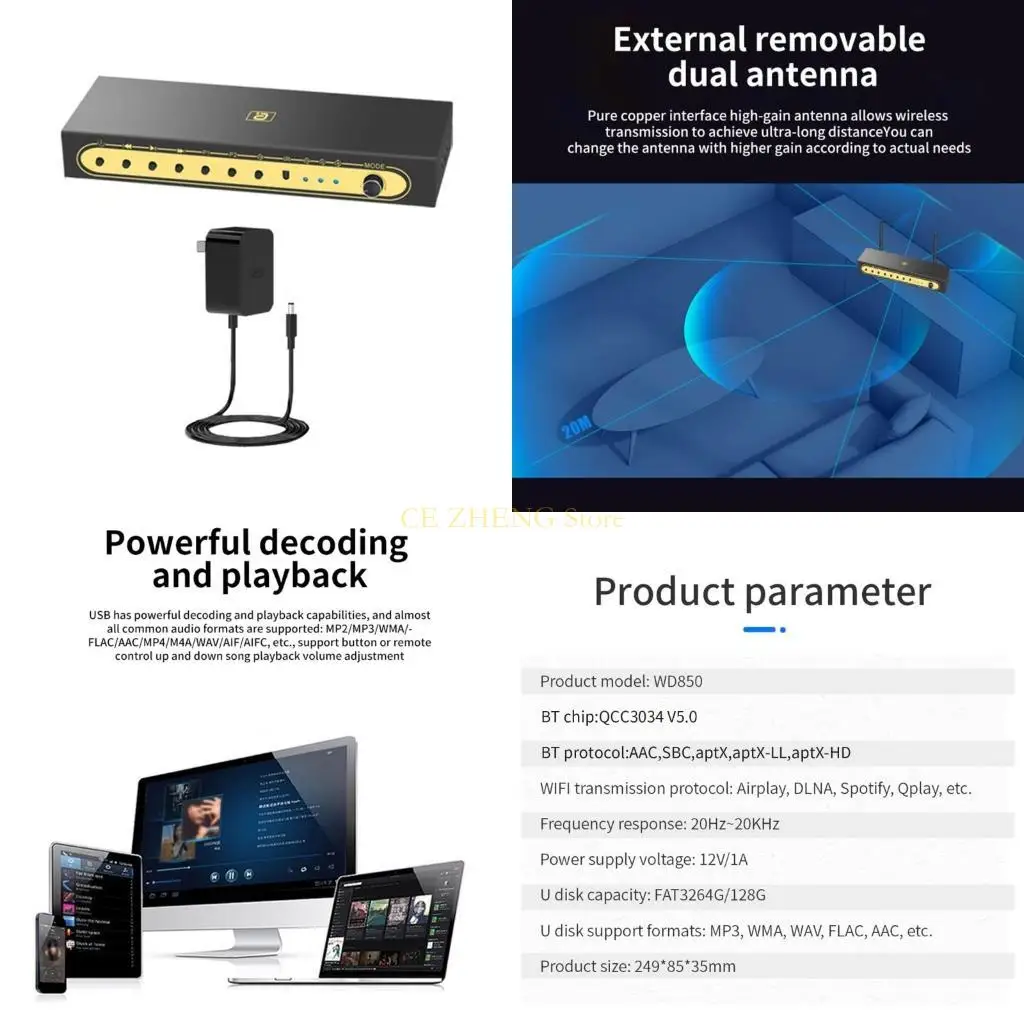 

E56B WD850B Decoding Player Box Bluetooth-compatible5.0 Receiver
