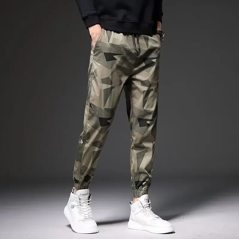 Pantaloni Casual, marchio alla moda, pantaloni mimetici sottili estivi, larghi e versatili, pantaloni sportivi da lavoro con rilegatura alla