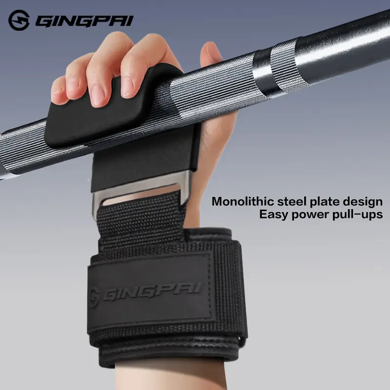 Weight Lifting Hook Grips with Wrist Wraps Gym Hand-Bar Wrist Strap Fitness Hook Weight Strap Pull-Ups Power Lifting Gloves - 3