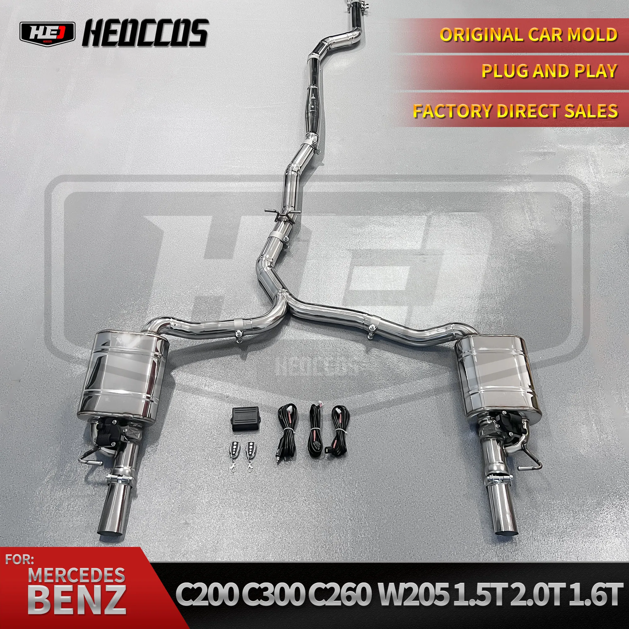 

HEO 304 Stainless Steel Catback Exhaust For Mercedes Benz W205 C200 C250 C260 C300 1.6T 1.5T 2.0T Car Exhaust System