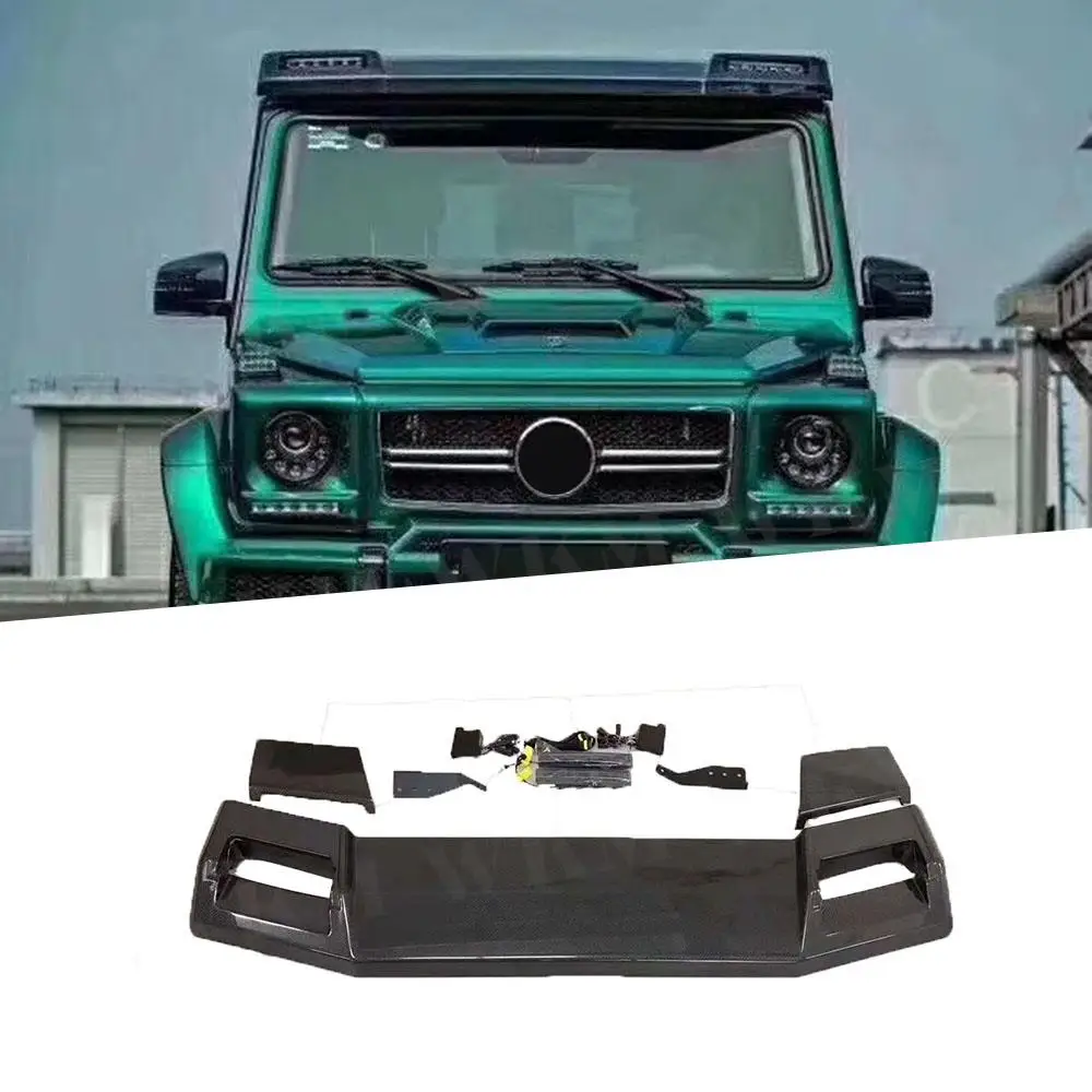 For G Class Carbon Fiber Rear Trunk Wings Roof Spoiler with LED Lights  for Mercedes W463 G500 G55 G65 Wagon 2015+ B Style