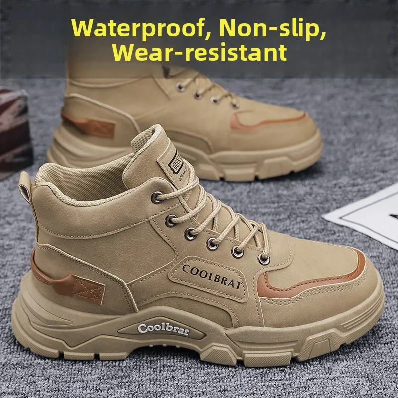 

Men's High Top Boots Waterproof Anti-Slip Workwear Shoes Winter Fleece Lined Mid-Calf Fashionable Safety Shoes for Off...