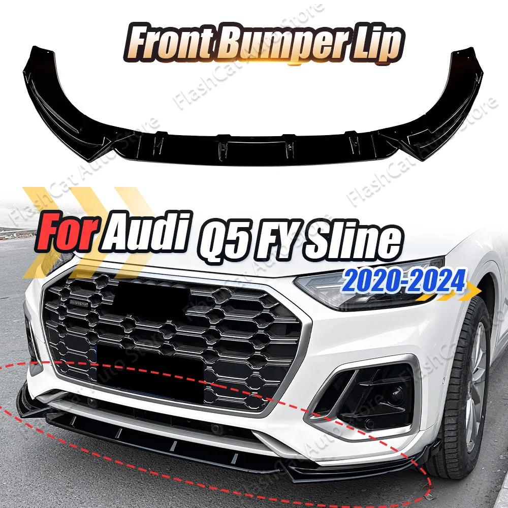 Q5 FY Front Bumper Lip Spoiler Car Lower Diffuser Splitter Body Kits Canards Trim For Audi Q5 FY S-line 2020 2021 2022 2023 2024