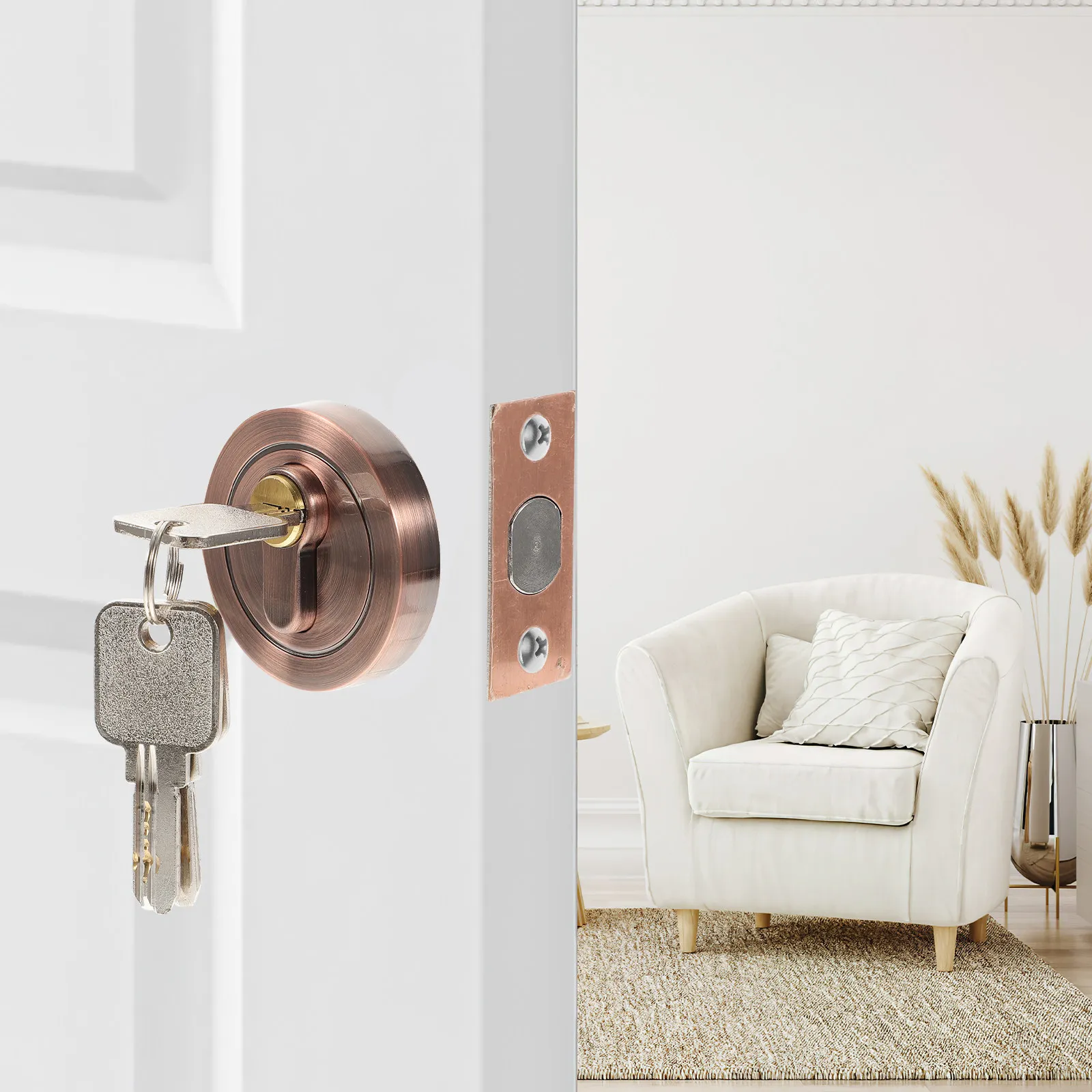 Zinc Alloy Single Cylinder Deadbolt Door Lock Keyed Security Lock for Interior Exterior Doors Bedroom Bathroom Front Entry