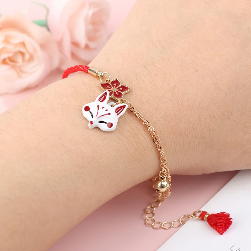 Fashion Flower Cartoon Animal Bracelet For Women Fox Jewelry Lucky Bell Bracelet Gifts For Lovers Friends