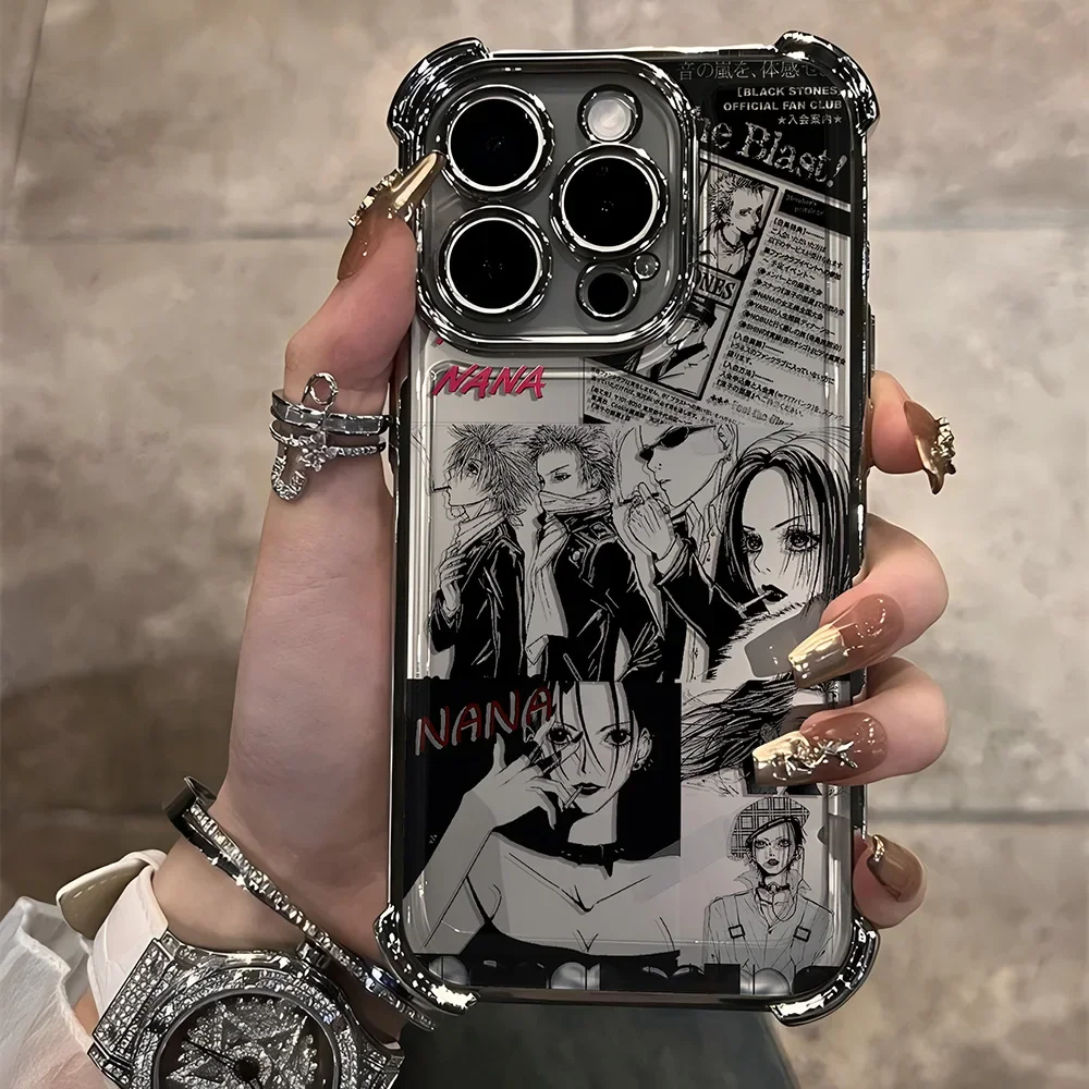 Anime Cool Nana Osaki Line Plating Case For Infinix Hot 40i 30 30i 9 Play Smart 8 7 Note 40 Spark Go Y2K Anti Fall Airbag Cover