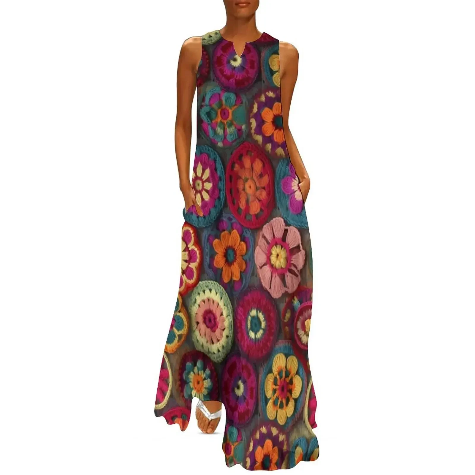 

Colourful Crochet Long Dress festival outfit women womans clothing women's evening dress 2025 bandage dress