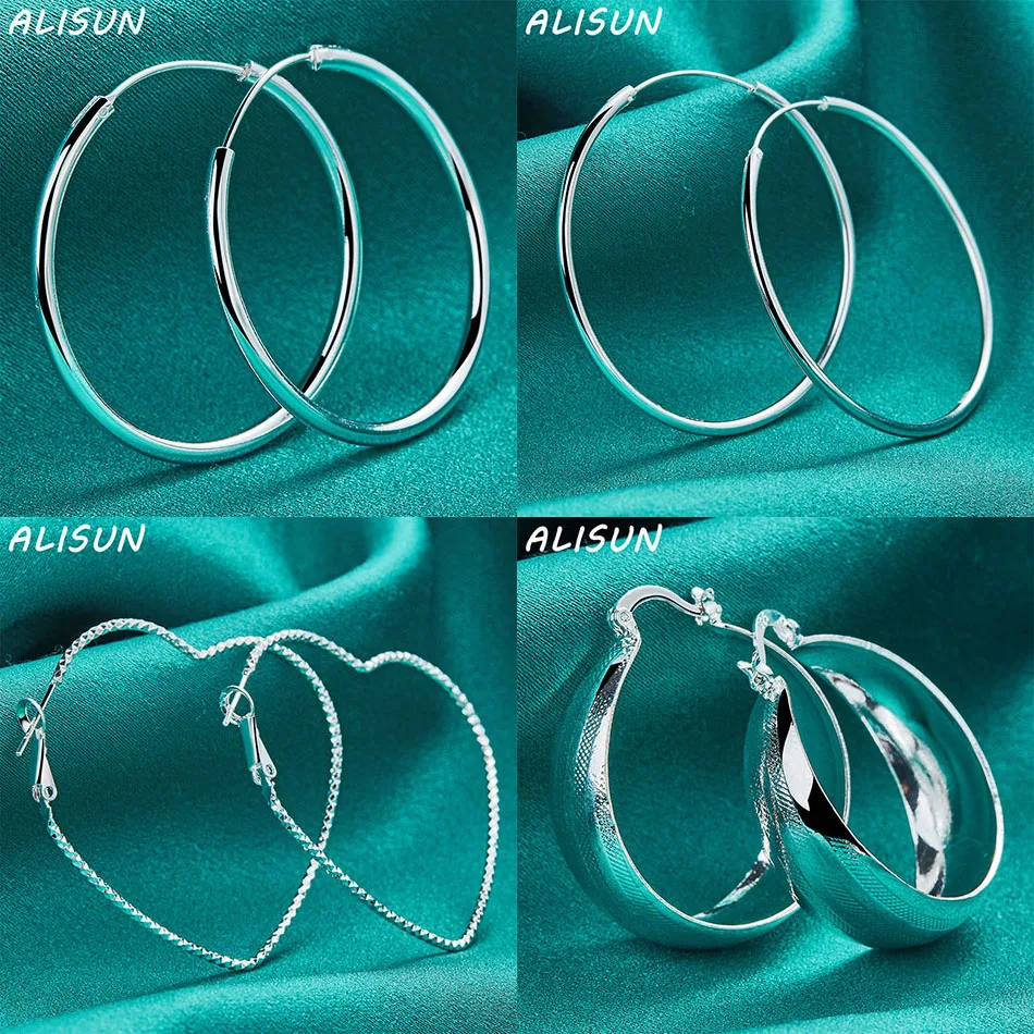 

ALISUN 925 Sterling Silver Hoop Earrings Sutd Earrings For Women Fashion Party Charm Trend Birthday Gifts