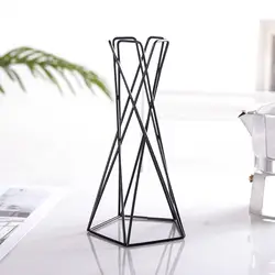 Vase, Creative Shapes Black Metal Plants Tabletop Display Holder Stand for