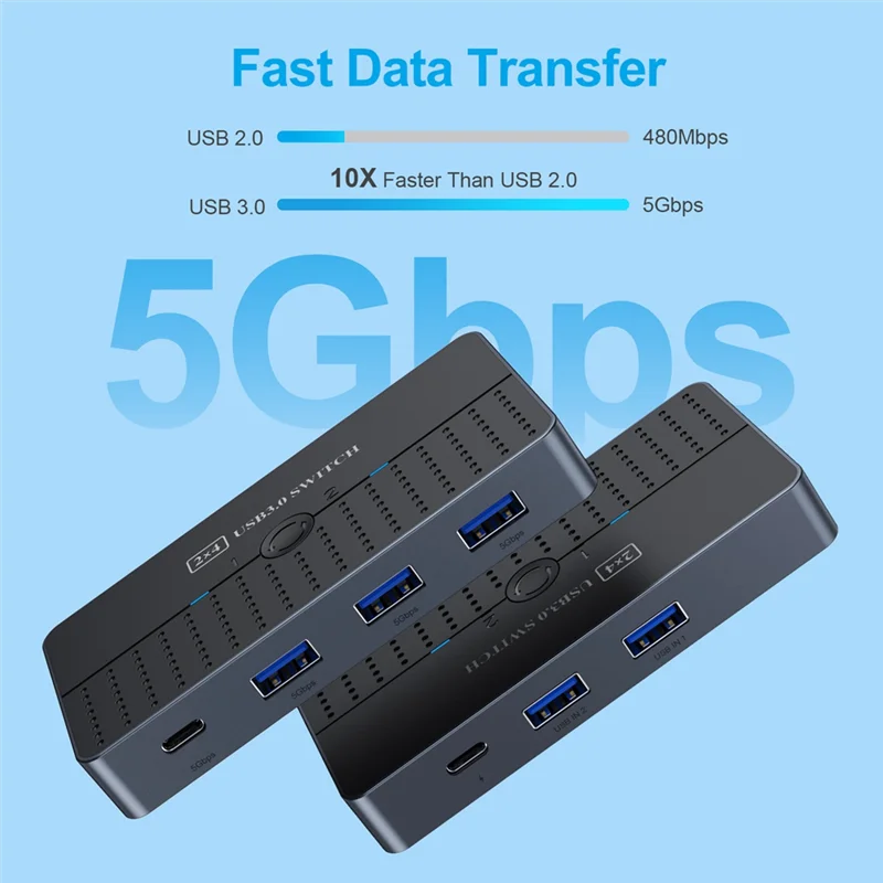 SA20 USB 3.0 Switch 7 Ports Type C HUB Controller Extend Cable Sharing 2 Computer 1 Mouse Keyboard Printer USB Disk