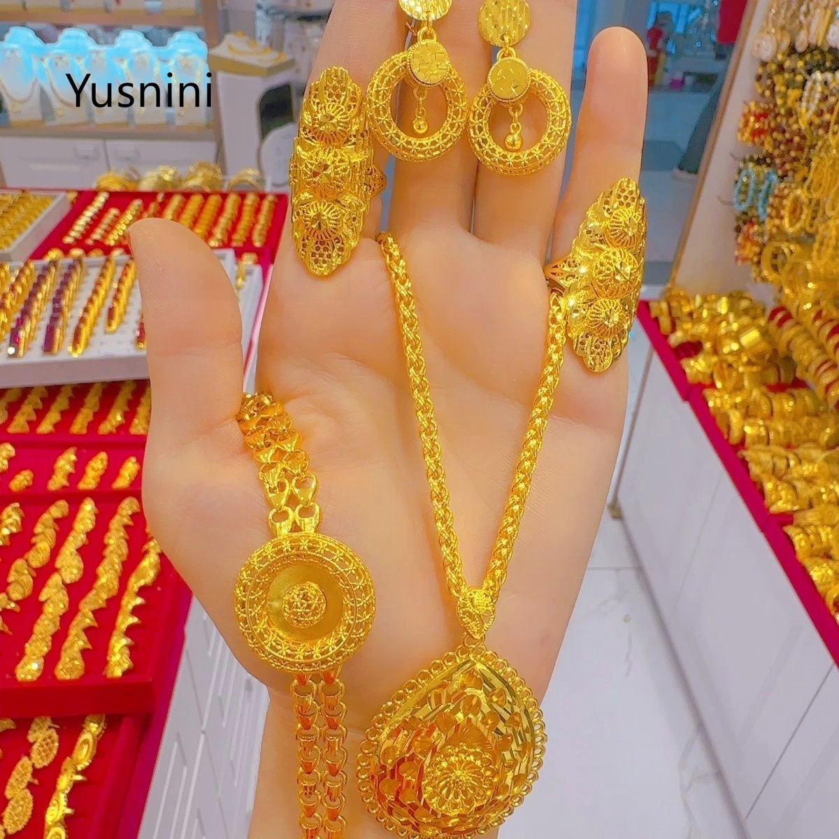 Novo Conjunto de Joias de Luxo - Women'S Fashion Rings Gold avaliação e preço