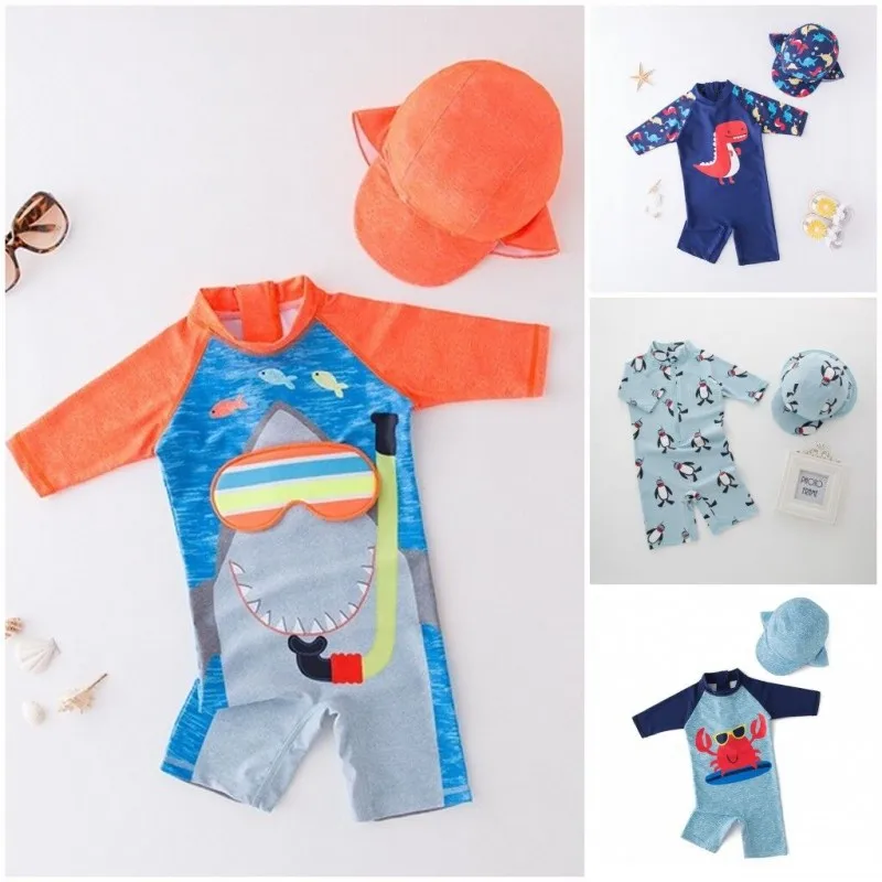 Summer Children's Swimsuit Boys Dinosaur UV Baby Bathing Suit Boy Kid One Piece Swimming Suit Toddler Boy Swimsuit Baby Swimwear