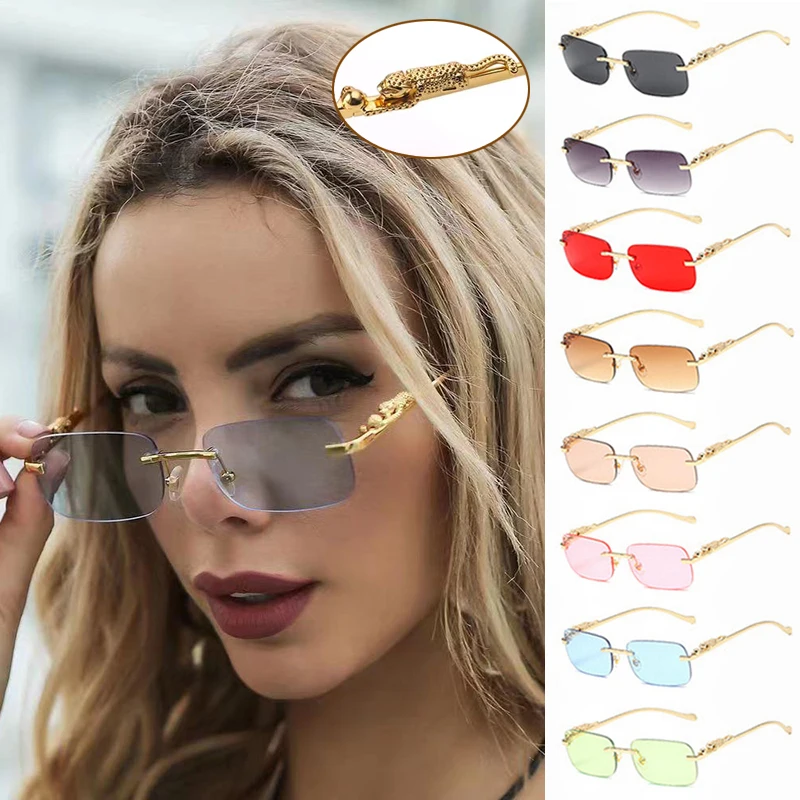 Rimless Metal Square Sun Glasses Women Men High Quality Trend Luxury Sunglasses Go Out Shopping Female Male Eyeglasses