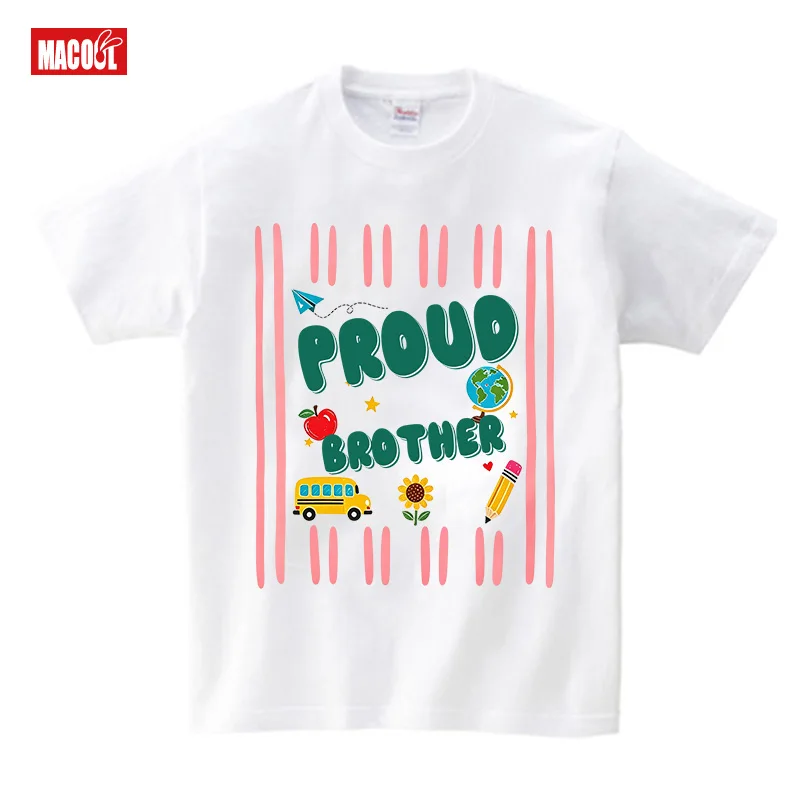 Custom Name First Day of School Family Matching T Shirt Proud Dad Mom Sister Brother Back To School Outfit Personalized Kids Tee