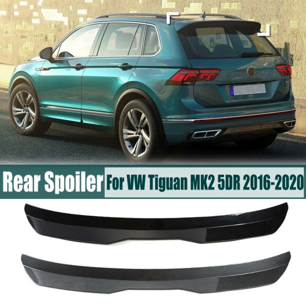 

For Volkswagen VW Tiguan MK2 5Dr 2016-2020 ABS Plastic Roof Wing Lip Spoiler Accessories Rear Wing Carbon Fiber Look/Gloss Black