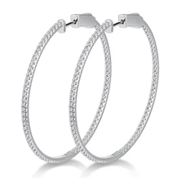 M-JAJA 50mm Full Moissanite Hoop Earrings 925 Sterling Silver for Women D Color VVS1 Lab Diamond Stud Earrings Wedding Jewelry