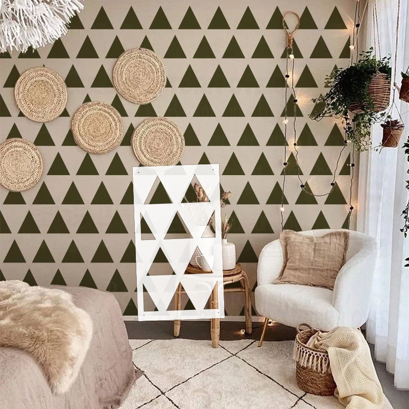 40cm - 80cm For Painting Stencil Wall Decorative Template Paint Plaster Brick Decor Furniture Makers Geometric Triangular S327