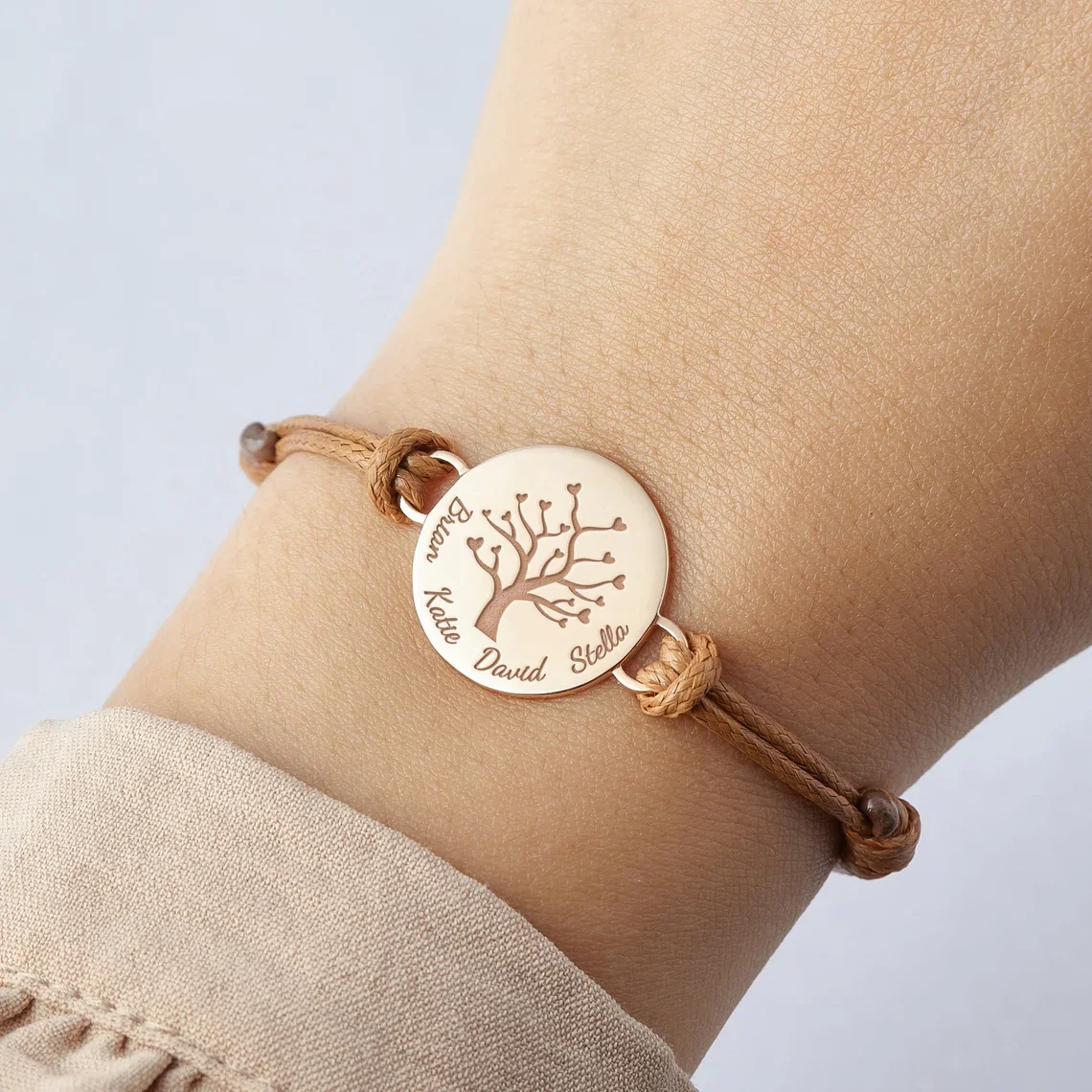 Tangula Personalized Custom Name Bracelet Mom Tree Life Adjustable Bracelet Stainless Steel with Kids Names Gift for Mom Jewelry