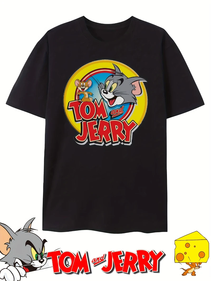 بيع جديد 2025 الصيف توم وجيري المرأة تي شيرت لينة تنفس النسيج الرجعية الراقية الفاخرة لكل من الرجال والنساء