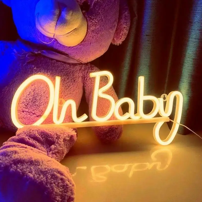 

Светодиодная неоновая вывеска «Oh baby» с питанием от USB или батареек, ночник, 3D-декор для стен, украшение для спальни и гостиной, лампа-вывеска, рождественский подарок