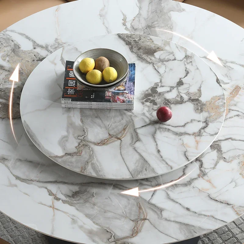 Houten Ronde Eettafels Koffie Marmeren Midden Einde Eettafels Draaitafel Witte Vloer Luxe Mesa Comedor Meubelen WSW35XP