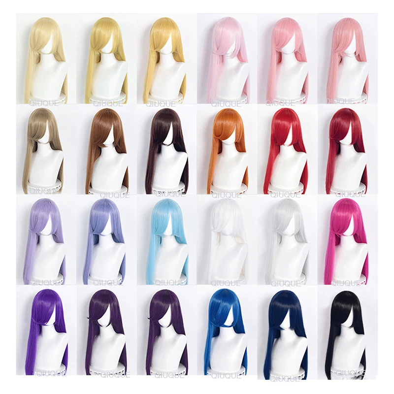 60cm Long Straight Cosplay Wig 25 Colors Heat Resistant Synthetic Hair Compatible Universal Omnipotent Girls Lolita Wigs Wig Cap