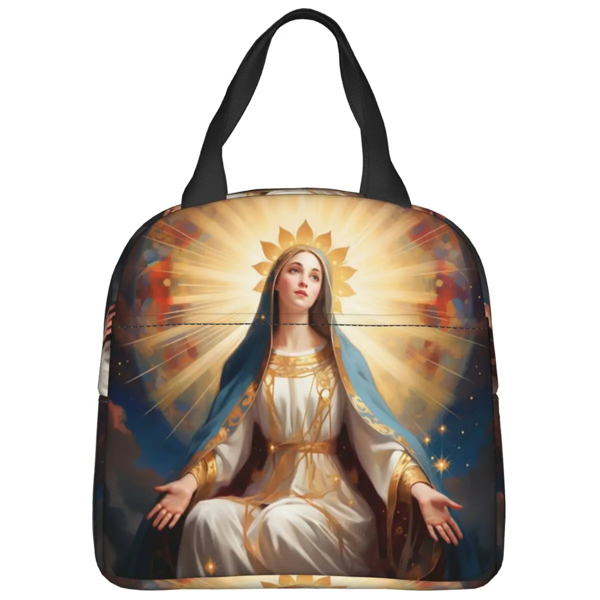 Lunch Bags Bible Mary The Mother Of God Insulated Cooler Portable Picnic Work Catholic Saint Christ Tote Food Storage Bags