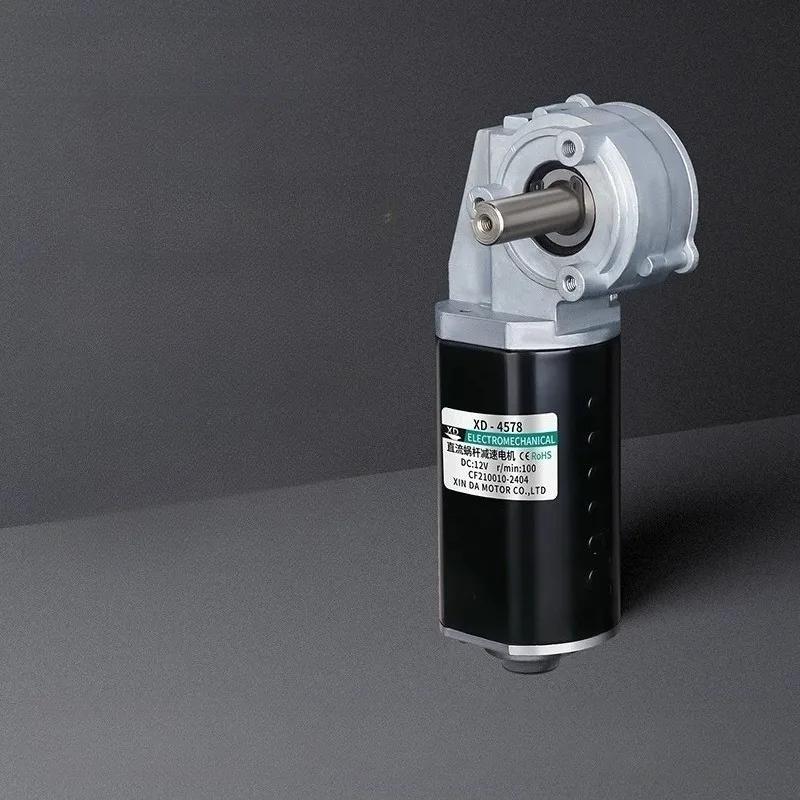 DC worm gear reducer motor 12V10W forward and reverse large torque slow speed motor 100RPM power tool parts