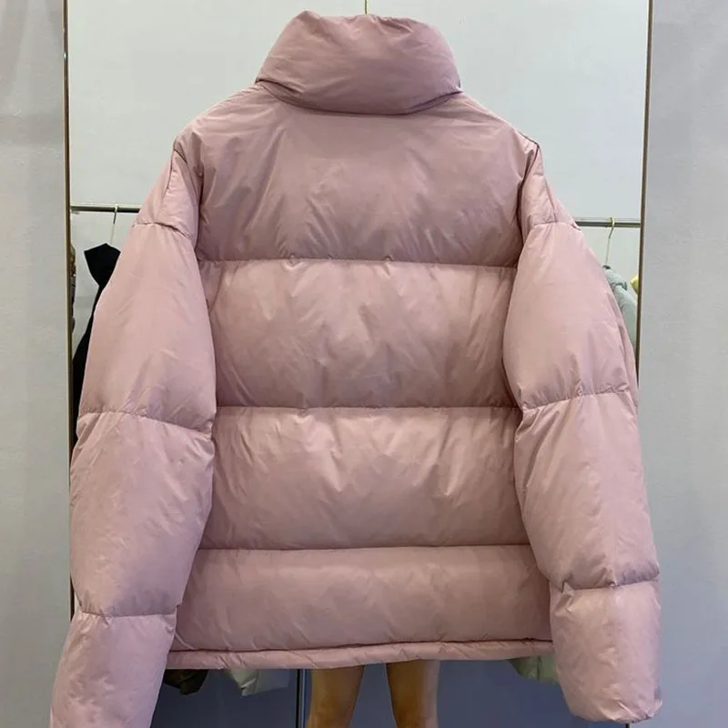 2024 Winter New White Duck Down Clothing Women's Fashion Tren Loose Thickened Solid Color Short Down Jacket Simple Commute