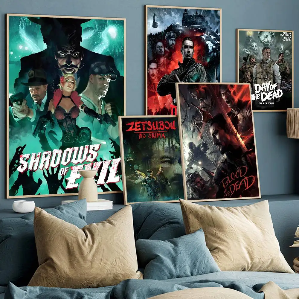 Pósteres de Anime de Cod Zombies, carteles Retro de arte de pared de calidad HD pegajosos para decoración de habitación Kawaii del hogar