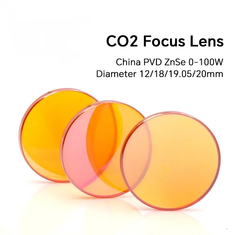 ZnSe CO2 Laser Focus Lens Dia 12/15/18/19.05 /20 mm China PVD Lens FL38.1 50.8 63.5 101.6 for Laser Engraving Cutting Machine