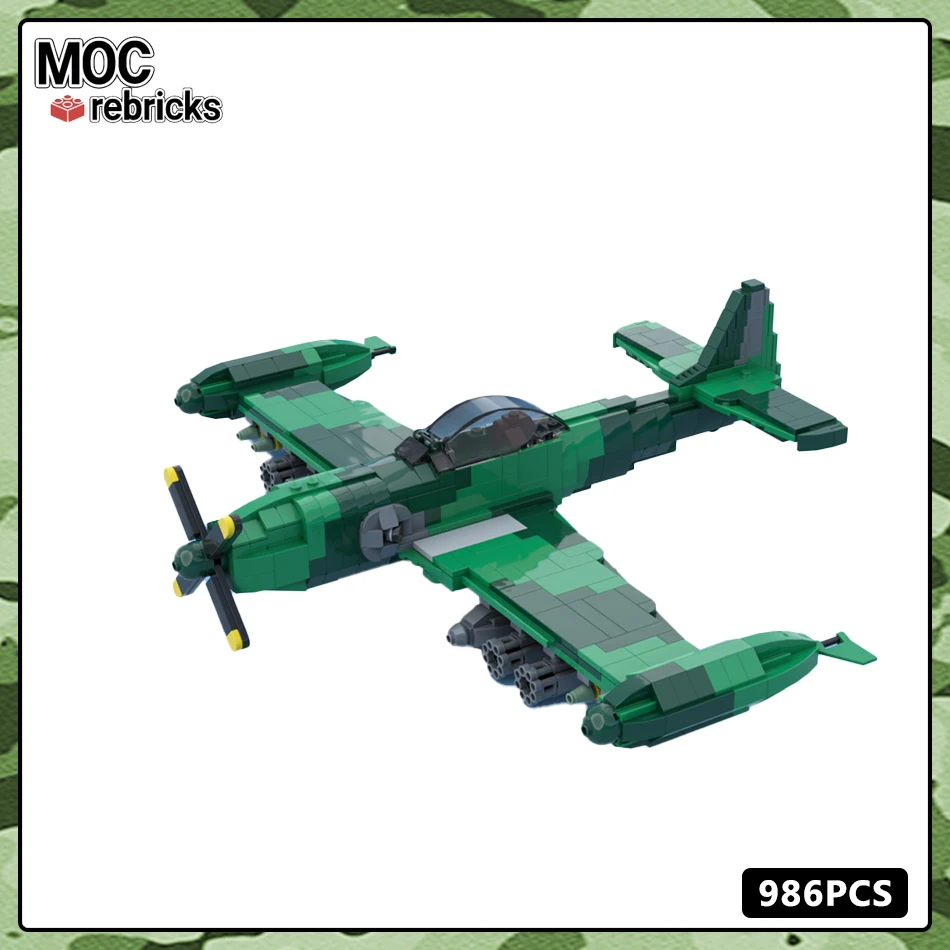 Military Fighter Series PA-48 Enforcer MOC Building Block Assemble Puzzle DIY Model Education Brick Toys Birthday Gifts 986PCS