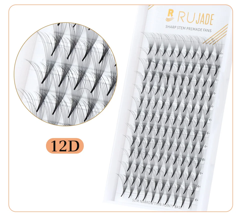 RUJADE Russische Volumenwimpern, vorgefertigte Fächer, dünne, spitze Basis, 5D, 6D, 8D, 10D, 12D, individuelle Wimpernverlängerung, falsche Wimpern-Cluster – Detail 23