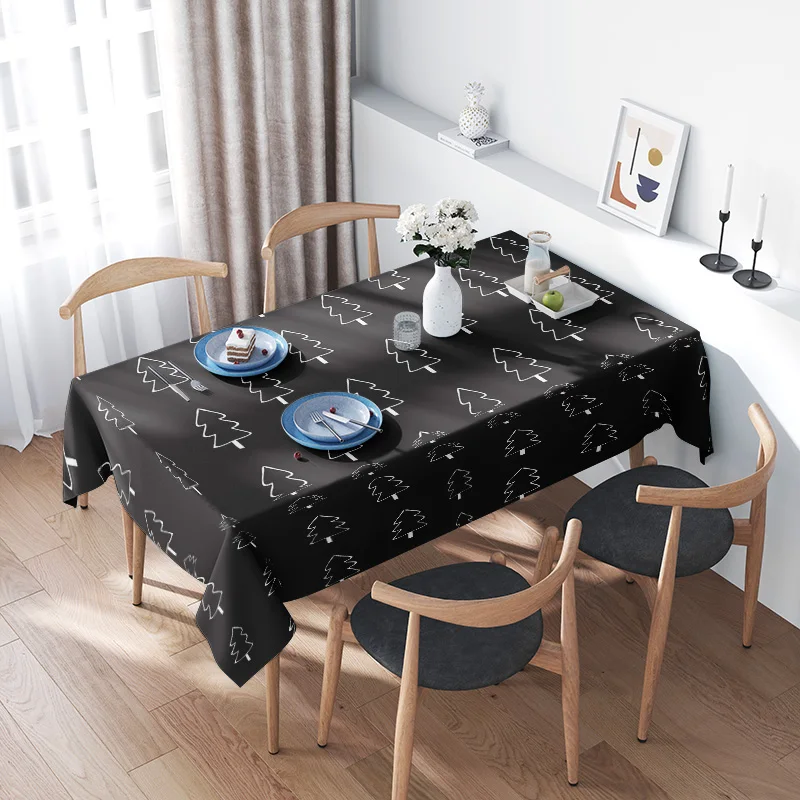 Mantel de comedor de estilo nórdico moderno, cubierta de mesa con patrón de árbol de Navidad para decoración del hogar