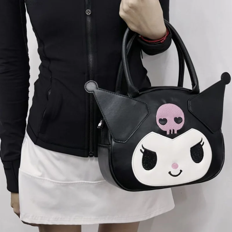 Sanrio Kuromi PU skórzana ręczna torba Kawaii Anime czarna nowość w torebce portfel damski torebka kosmetyki kosmetyczka dziewczynek Y2k