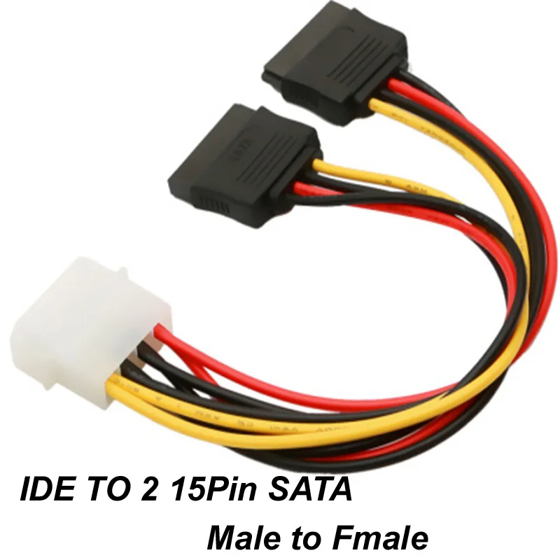 

22cm 4 Pin IDE Molex to Dual ATA 2 SATA Y Splitter Serial Hard Drive Power Supply Extension Adapter Cable Connector