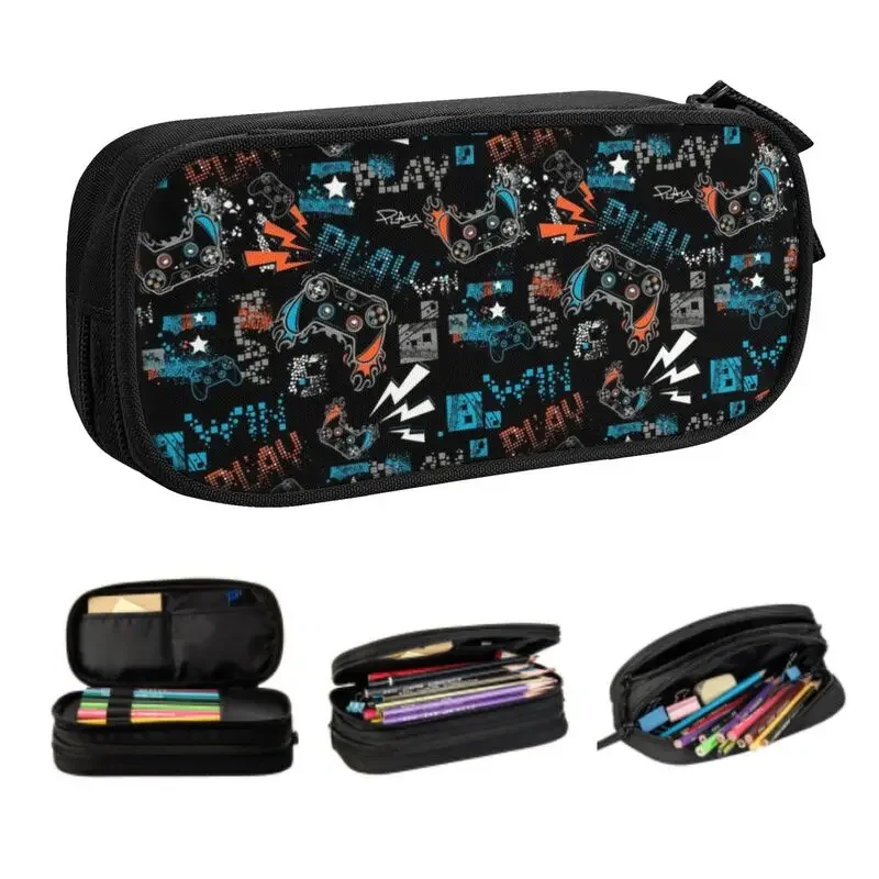 Custom Korean Game Controller Pencil Case for Boys Gilrs Large Storage Pen Box Bag Stationery