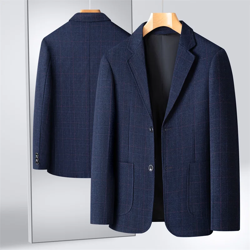 

Men's Plaid Suit Men's Jacket Business Casual Stripesd Suit Men's Spring & Fall Middle-Aged Men's Thin Suit Loose Large Size Formal Wear Versatile Lightweight Top