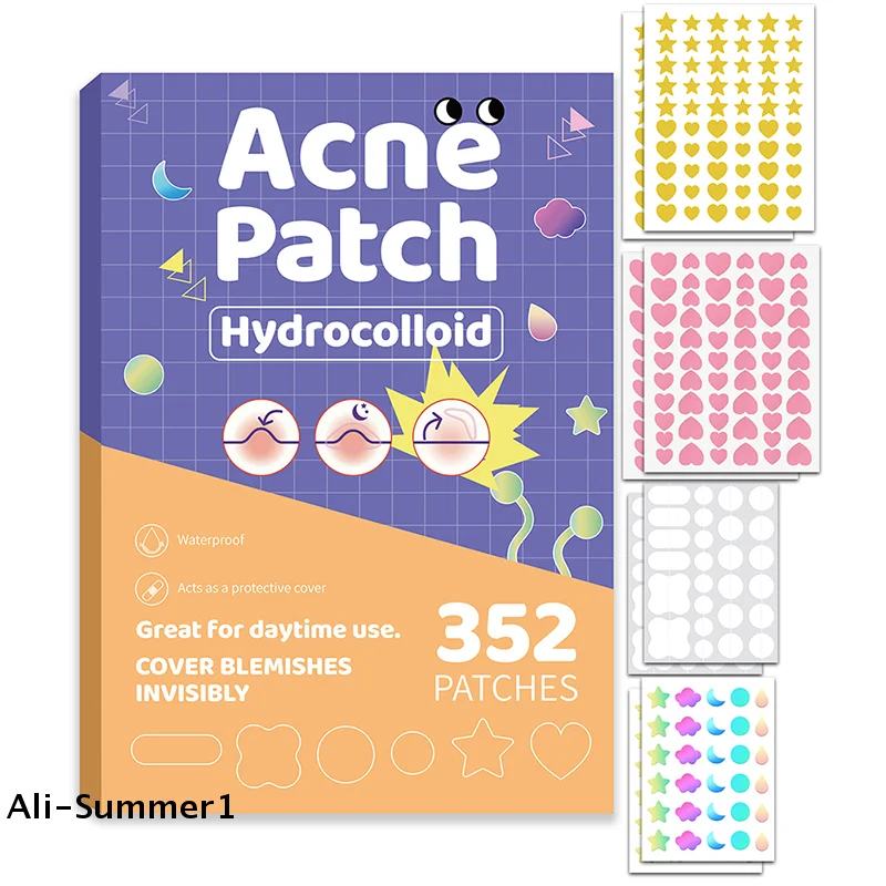 【E】352pcs Colorful Heart Pimple Patch Acne Colorful Invisible Acne Removal Skin Care Stickers Concealer Face Spot Makeup Tools
