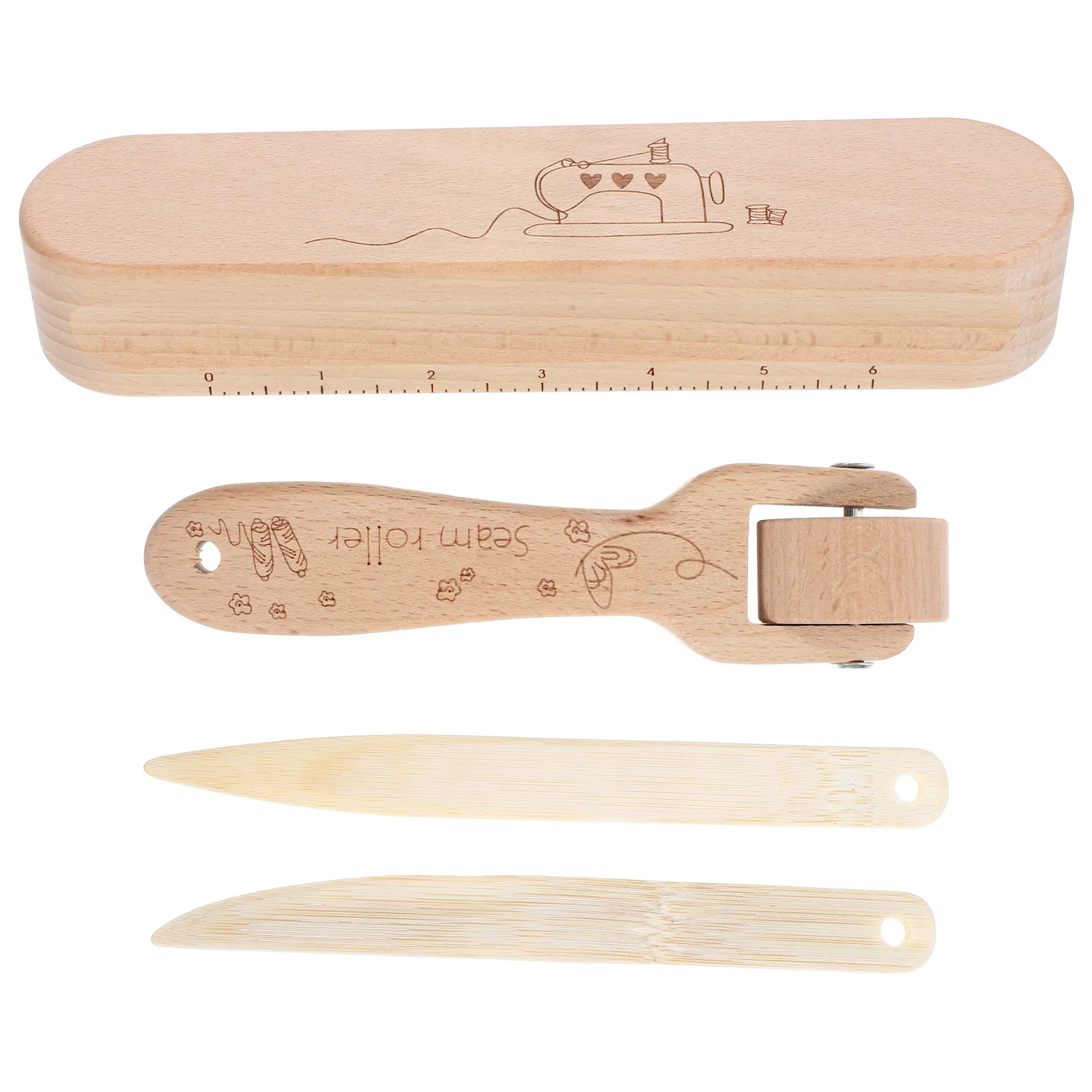 

4Pcs Beech Wood Quilting Clapper Set Seam Roller Flattening Point Tuners Sewing Pressing Tool Accessories Fabric Wrinkle Remover