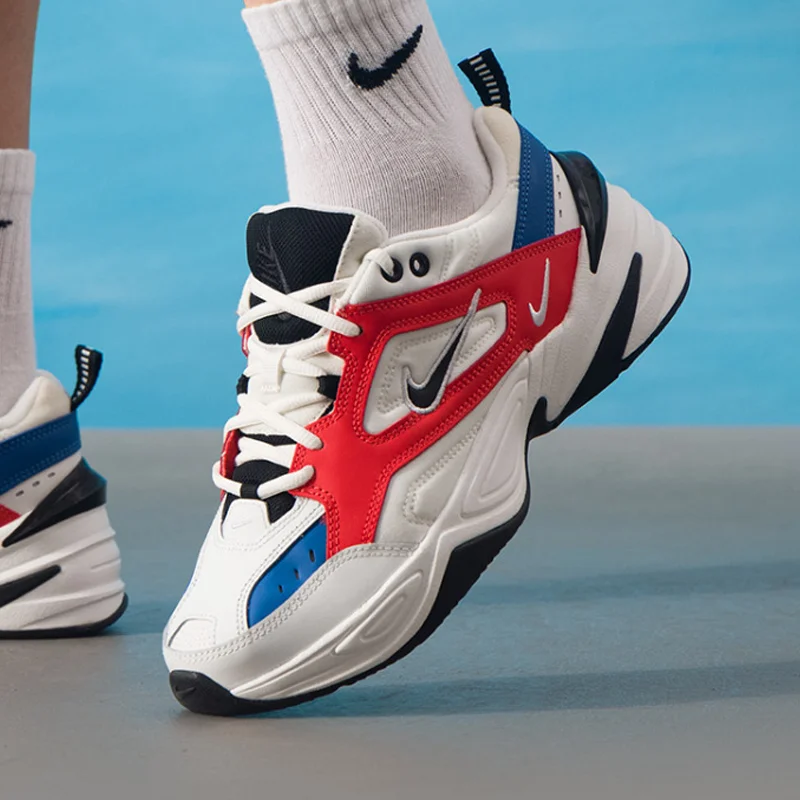 Zapatos deportivos retro para hombre M2K Tekno, color blanco, azul y naranja, estilo casual, para correr, AV4789-100