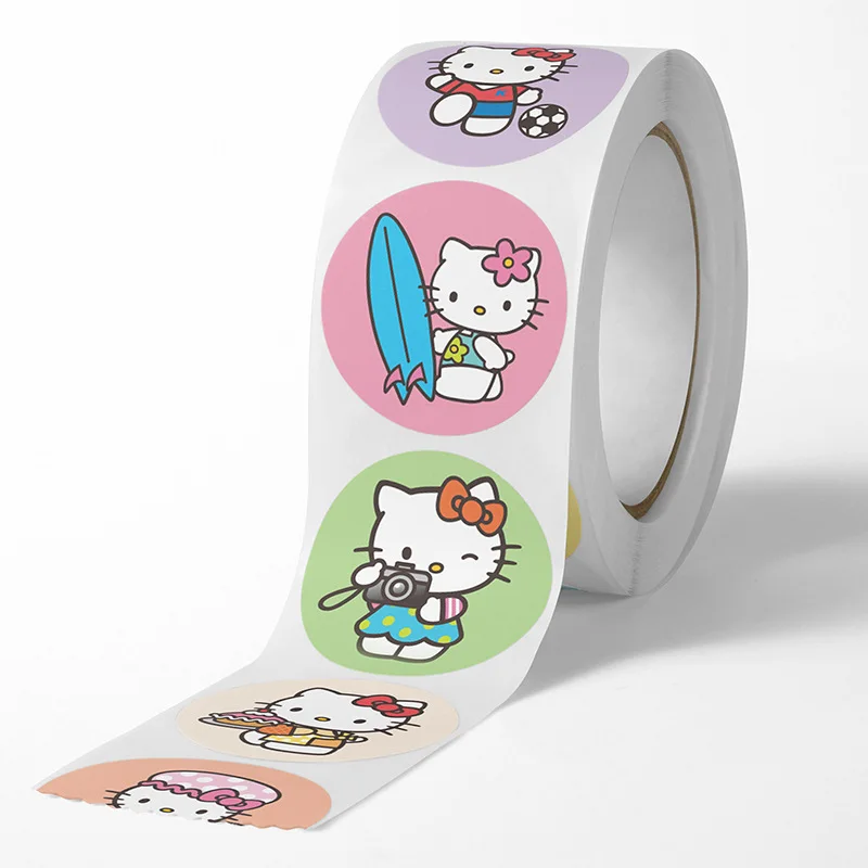 500 szt. Naklejki z kreskówkami Sanrio Hello Kitty dla dzieci, naklejki nagrody, etykiety, naklejki na etui na telefon, naklejki do scrapbookingu, zabawki dla dzieci, prezenty