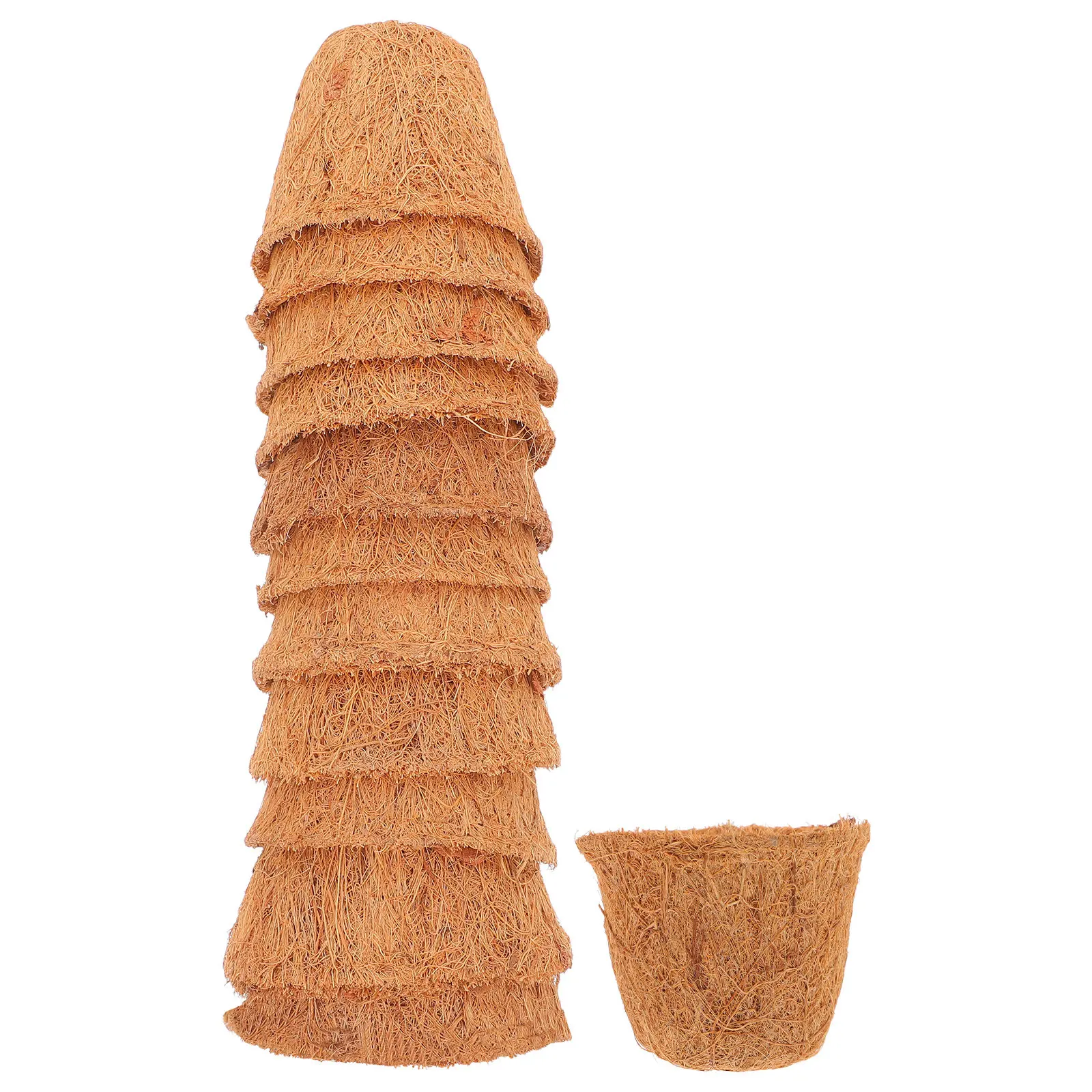 12 unidades de macetas de fibra de coco para plantas, de estilo rústico y naturales, ideales para suculentas, con suelo transpirable que retiene la humedad, mini cestas para flores.