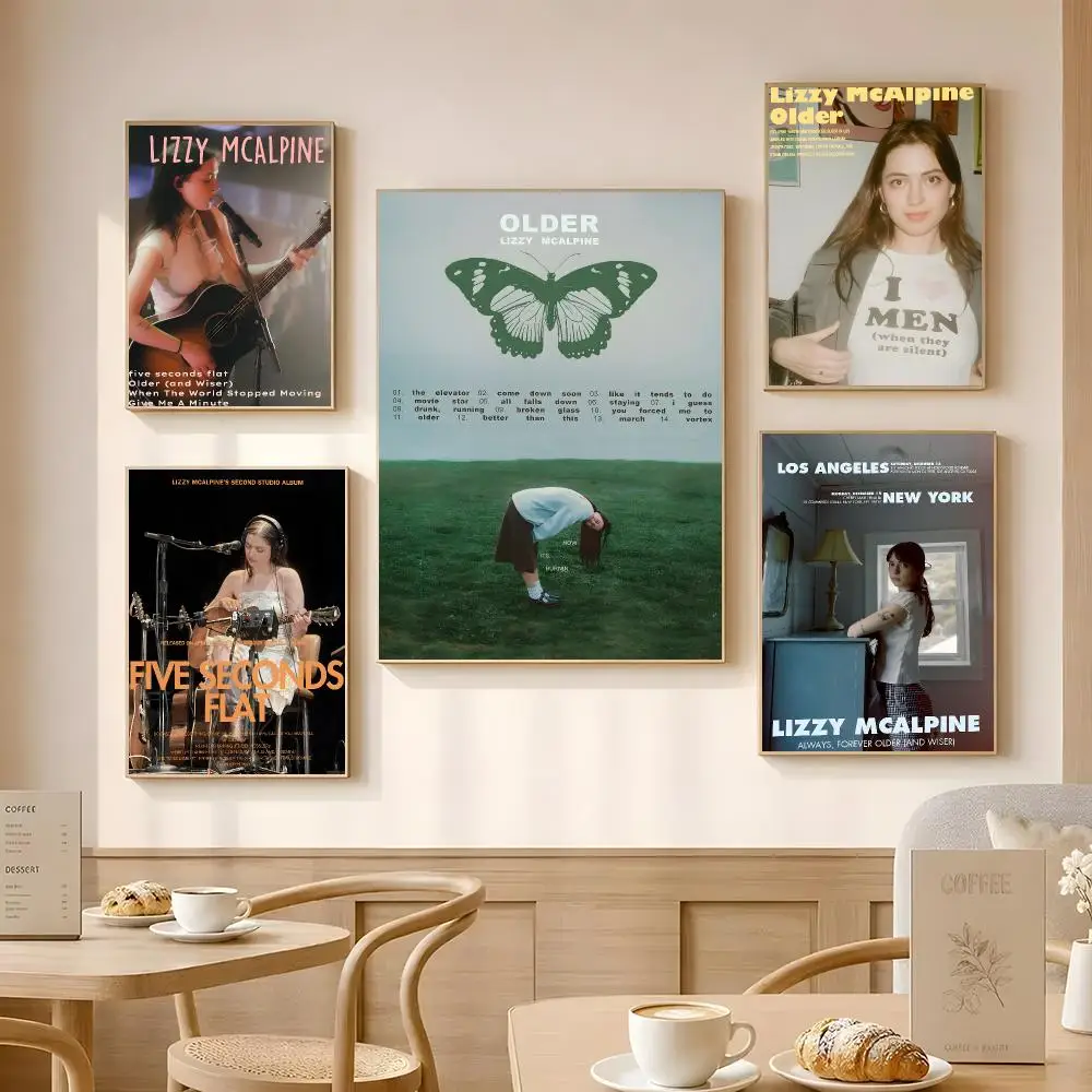Singer Lizzy McAlpine Poster Poster Self-adhesive Art Waterproof Paper Sticker Coffee House Bar Room Wall Decor
