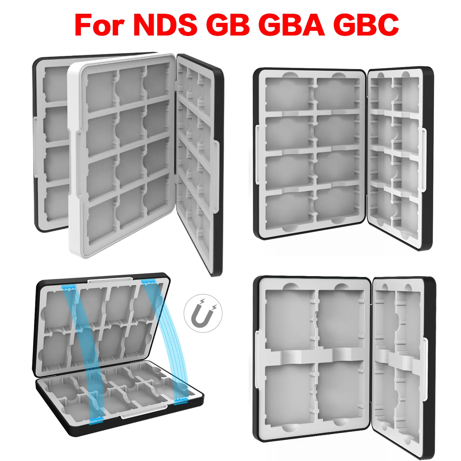 For NDS GBC GBA Premium Magnetic Game Cartridge Case Shockproof Silicone Lining Storage Box Protective Shell For GameBoy Color