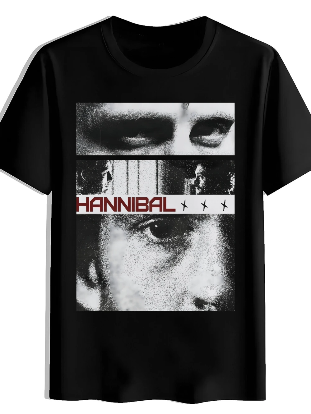 Camiseta inspirada en programa de televisión/película de Hannibal para hombre, camiseta icónica con logotipo de Hannibal Lecter, retratos de personajes, pantalón corto informal de manga con cuello redondo
