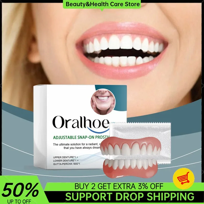 False Teeth Silicone Upper Lower Veneers Perfect Laugh Veneers Dentures Dentist FalseTeeth Solid Glue Temporary Tooth Repair Set