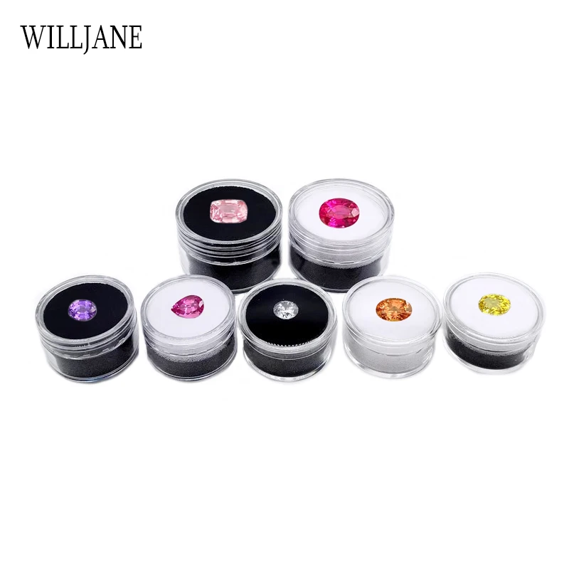 

Loose Diamond Plastic Storage Box Jewelry Gems Beads Display Case Round Jars Black White Foam Insert Gemstone Holder Organizer