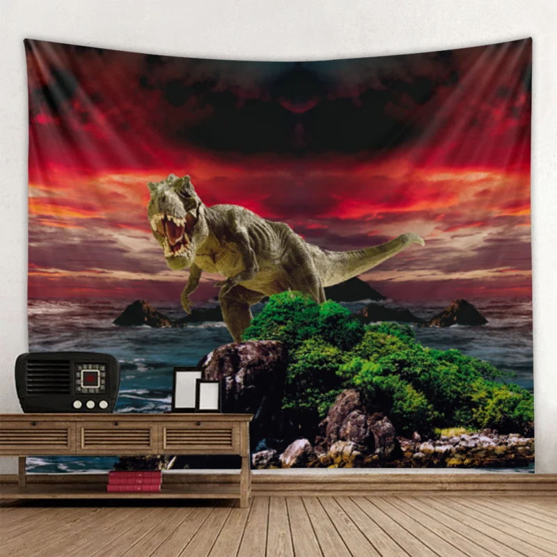 Tapiz de dinosaurios para colgar en la pared, hojas decorativas para el hogar, toalla de playa, esterilla de Yoga, manta, mantel, tapiz de pared